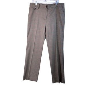 Jones New York Wool Blend Houndstooth Plaid Dress Pants W 12 Brown Red Straight